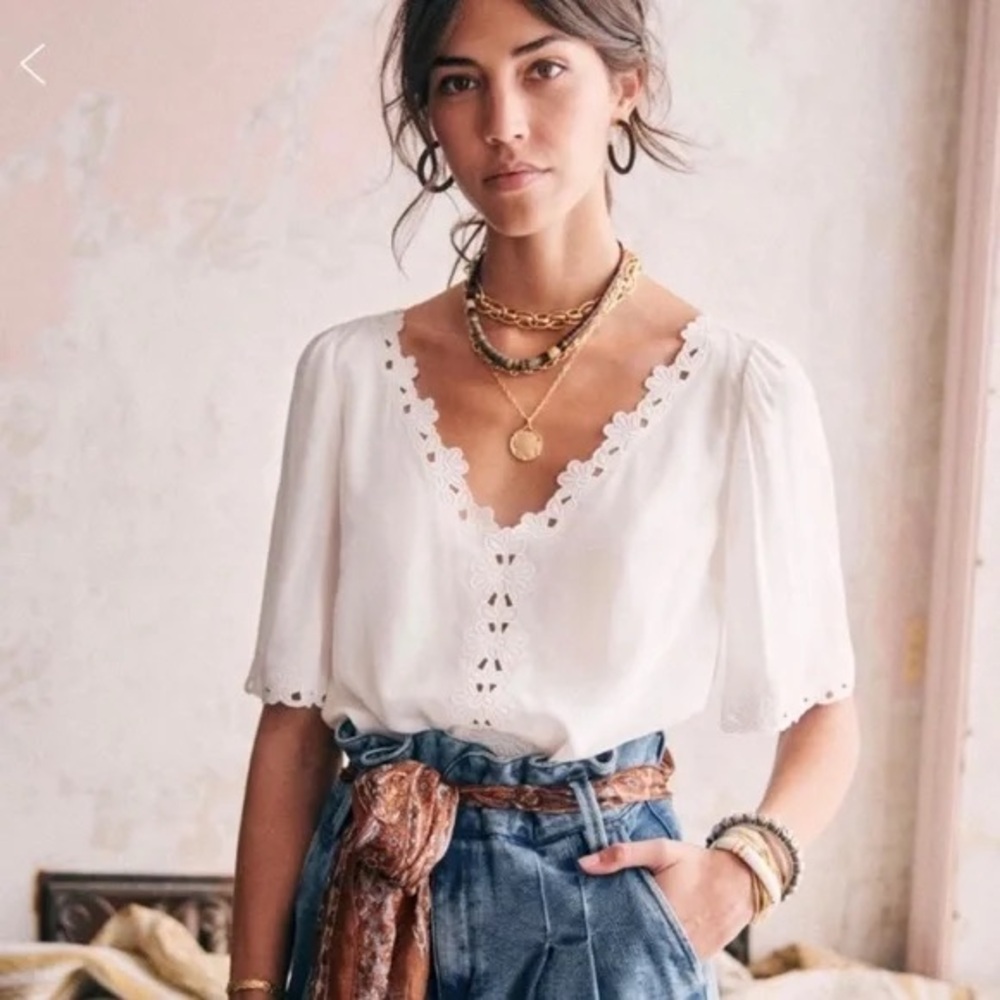 Sezane Ecru Ilonie Blouse — Size 6 US / FR 38